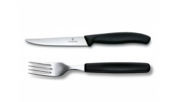 Victorinox Swiss Classic bestiksæt m. 6 stk. gafler og 6 stk. steakknive - sort