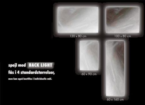 Backlight spejl dansk produceret 70cm serie