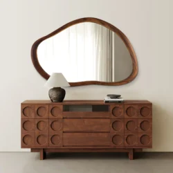 Organisk Koniseur spejl med 26 mm træ ramme 60x90 cm