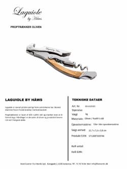 Laguiole By Hâws Proptrækker Oliventræ