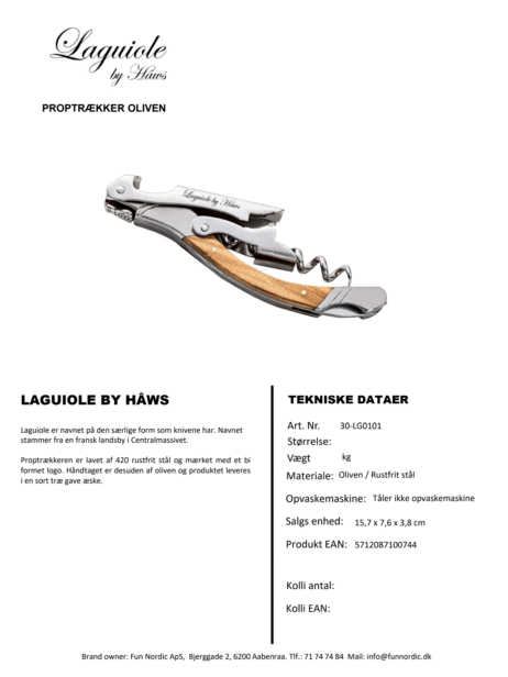 Laguiole By Hâws Proptrækker Oliventræ